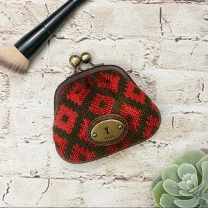 Fossil Coin Pouch in Red & Black w/ Kiss-Lock